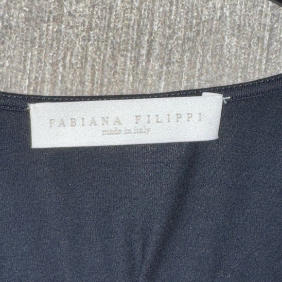 Fabiana Filippi Embellished Organic Cotton V Neck Top in Navy Size S EUC - Picture 5 of 9